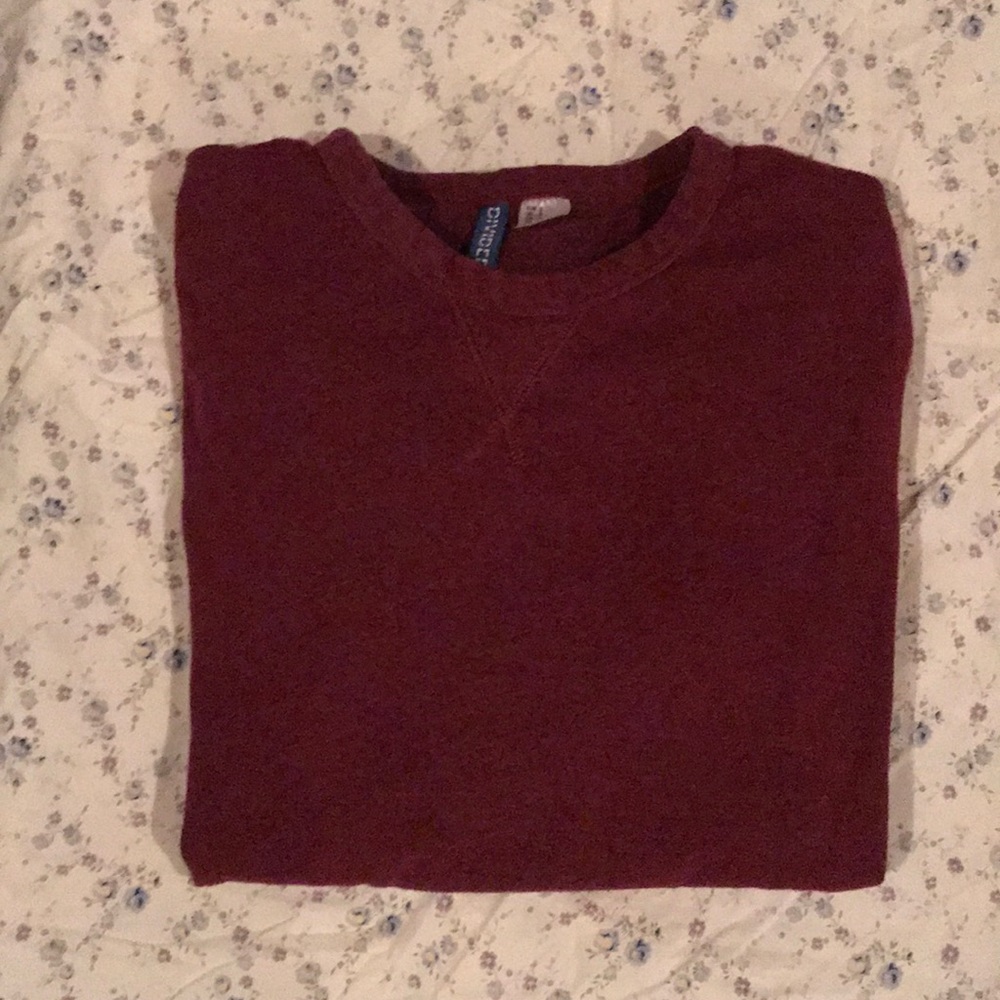 H&M Burgundy Heather Crewneck Sweatshirt